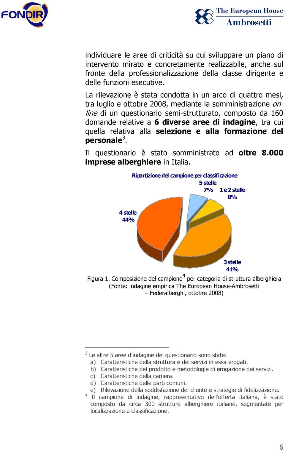 La rilevazione è stata condotta in un arco di quattro mesi, tra luglio e ottobre 2008, mediante la somministrazione online di un questionario semi-strutturato, composto da 160 domande relative a 6