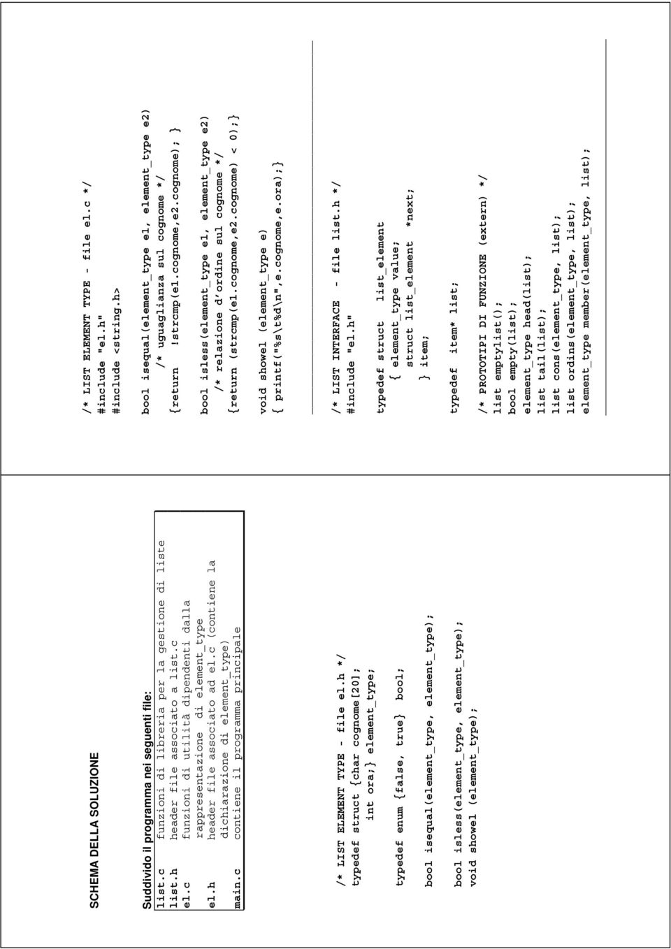 c contiene il programma principale /* LIST ELEMENT TYPE - file el.