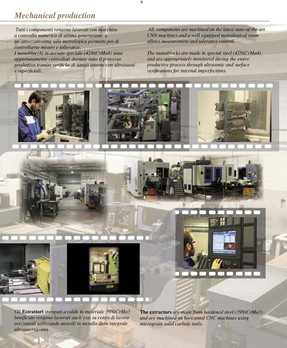 components are machined on the latest state-of-the-art CNN machines and a well equipped metrological room allows measurement and tolerance control The monoblocks are made in special steel (42NiCrMo4)