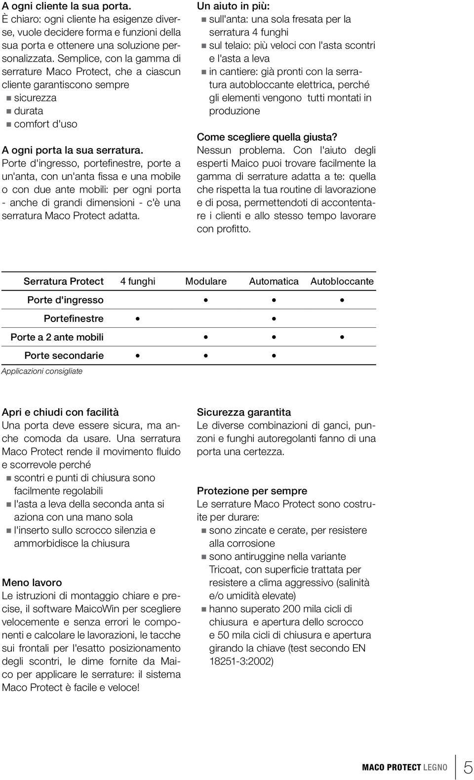 Porte d'ingresso, portefinestre, porte a un'anta, con un'anta fissa e una mobile o con due ante mobili: per ogni porta - anche di grandi dimensioni - c'è una serratura Maco Protect adatta.