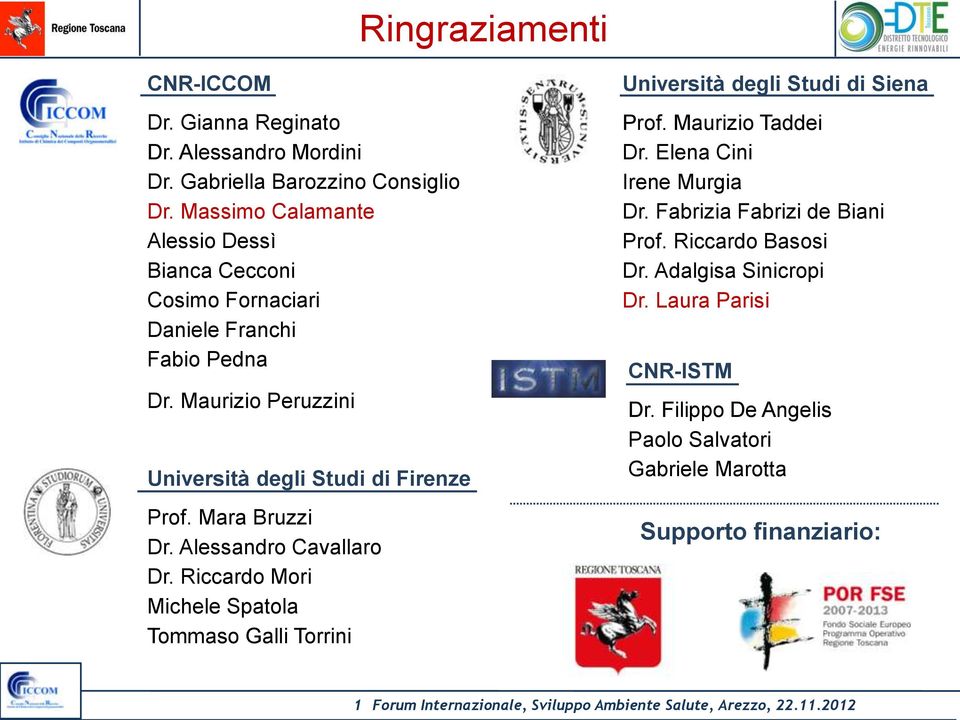 Maurizio Peruzzini Università degli Studi di Firenze Prof. Mara Bruzzi Dr. Alessandro Cavallaro Dr.