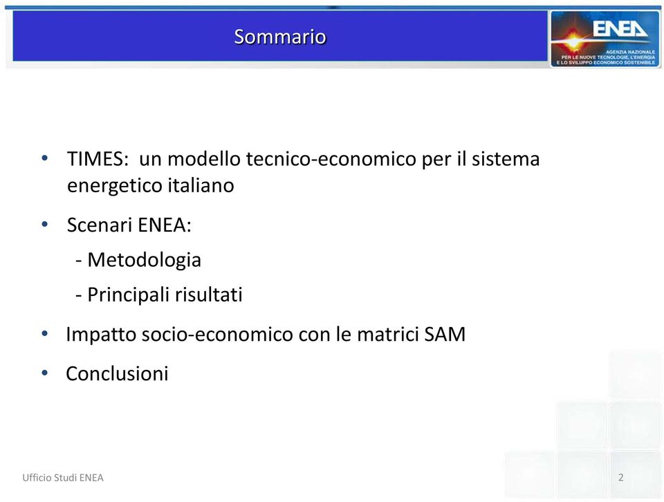 ENEA: - Metodologia - Principali risultati