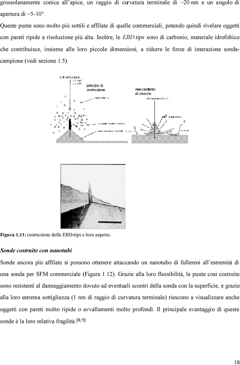 Inoltre, le EBD tips sono di carbonio, materiale idrofobico che contribuisce, insieme alle loro piccole dimensioni, a ridurre le forze di interazione sondacampione (vedi sezione 1.5). Figura 1.