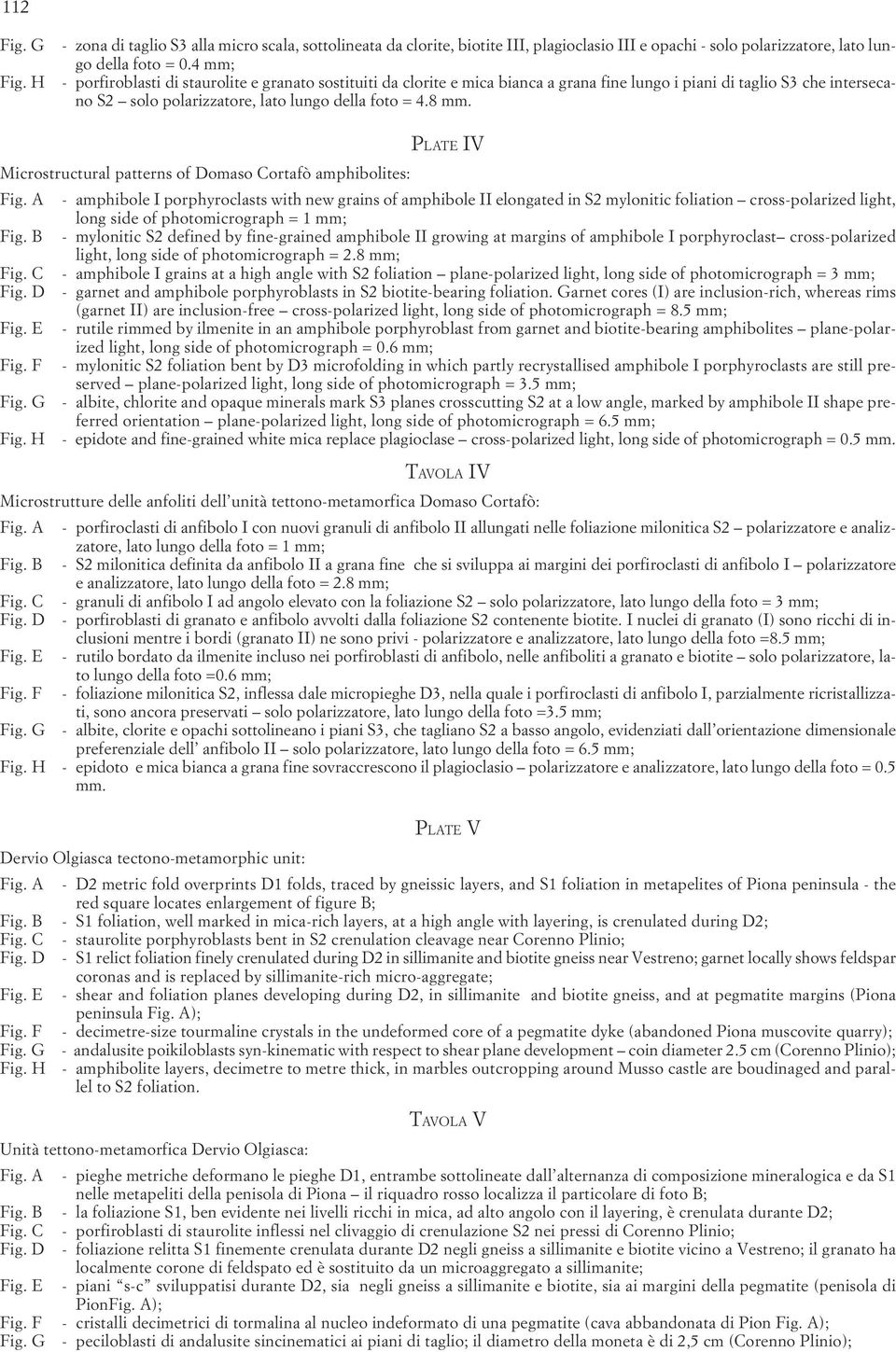 PLATE IV Microstructural patterns of Domaso Cortafò amphibolites: Fig.