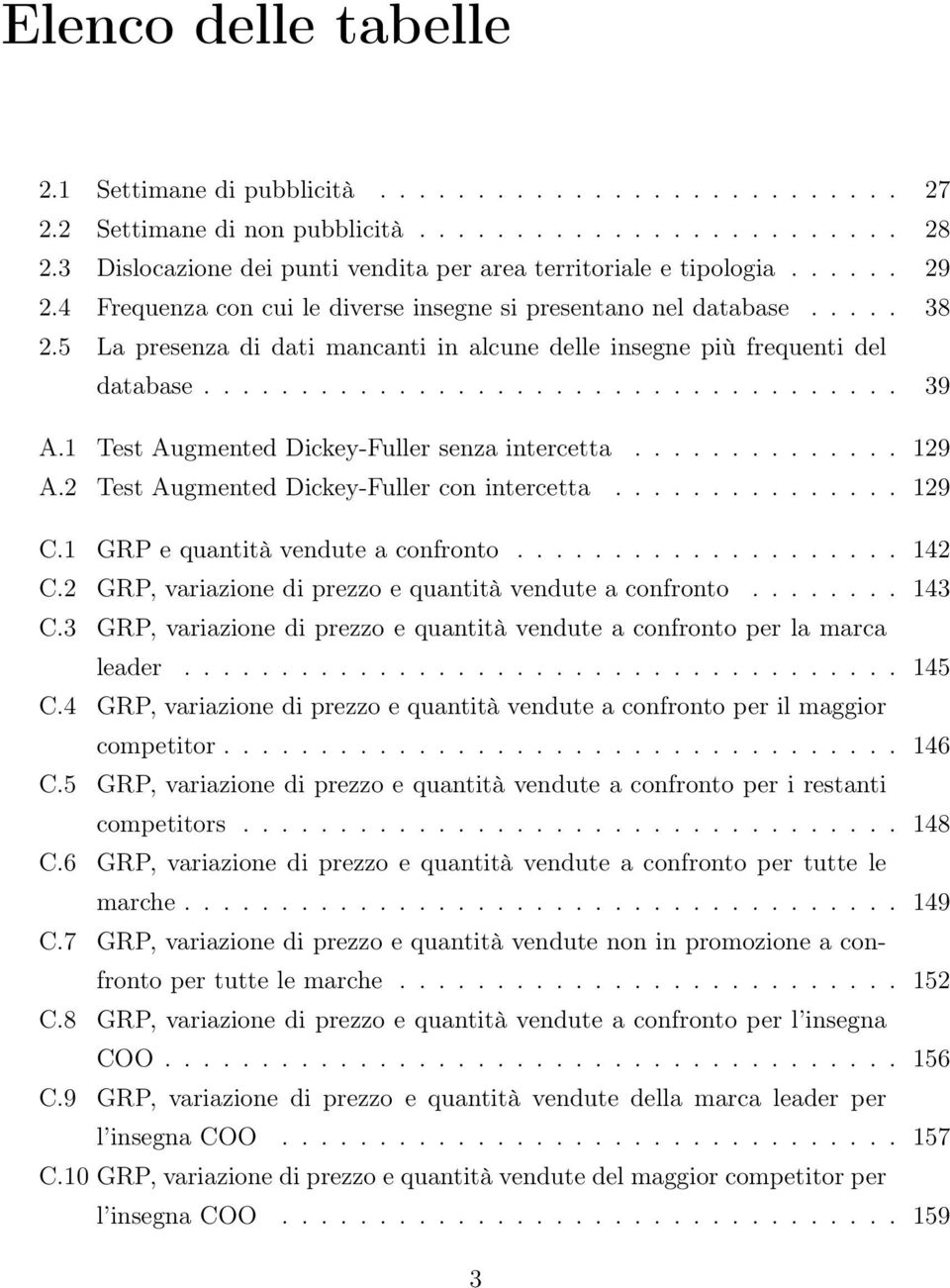 5 La presenza di dati mancanti in alcune delle insegne più frequenti del database.................................... 39 A.1 Test Augmented Dickey-Fuller senza intercetta.............. 129 A.