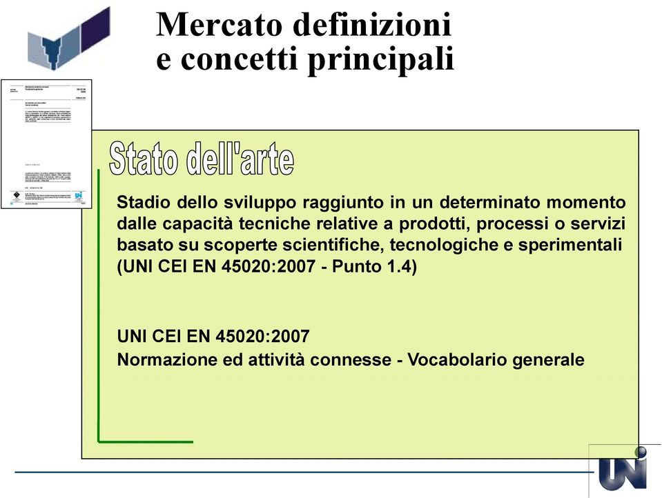 basato su scoperte scientifiche, tecnologiche e sperimentali (UNI CEI EN 45020:2007