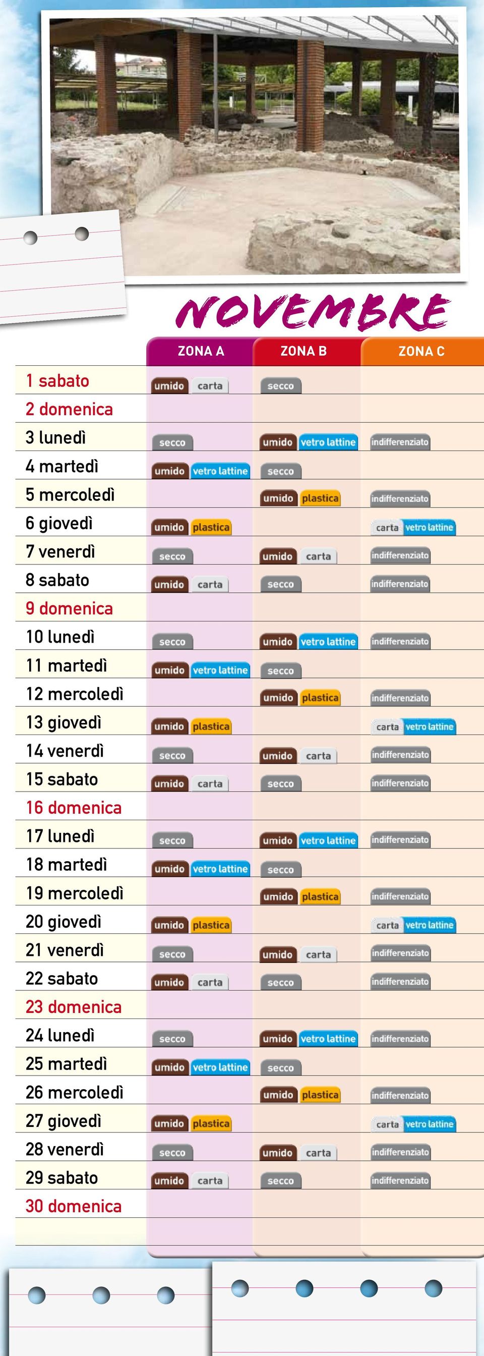 16 domenica 17 lunedì 18 martedì 19 mercoledì 20 giovedì 21 venerdì 22 sabato 23