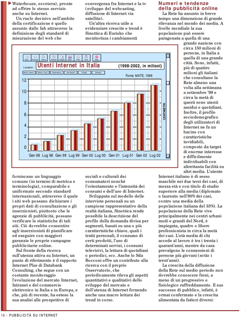 Destinations Net Search People Sofware 12 10 8 6 4 2 0 Forward Home Reload Images Open Print Find Stop Utenti Internet in Italia forniscano un linguaggio comune (in termini di metrica e