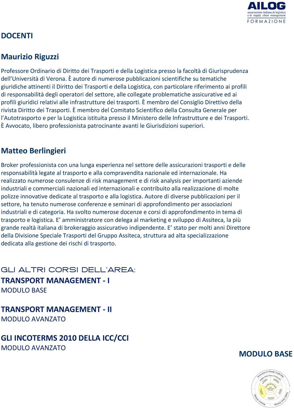 del settore, alle collegate problematiche assicurative ed ai profili giuridici relativi alle infrastrutture dei trasporti. È membro del Consiglio Direttivo della rivista Diritto dei Trasporti.