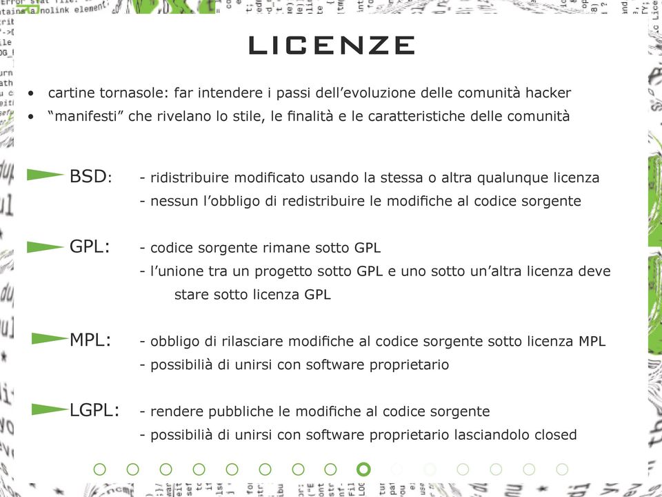 sotto GPL - l unione tra un progetto sotto GPL e uno sotto un altra licenza deve stare sotto licenza GPL - obbligo di rilasciare modifiche al codice sorgente sotto licenza