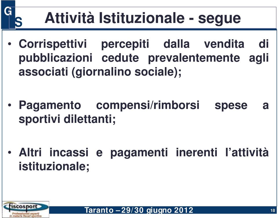 (giornalino sociale); Pagamento compensi/rimborsi spese a sportivi