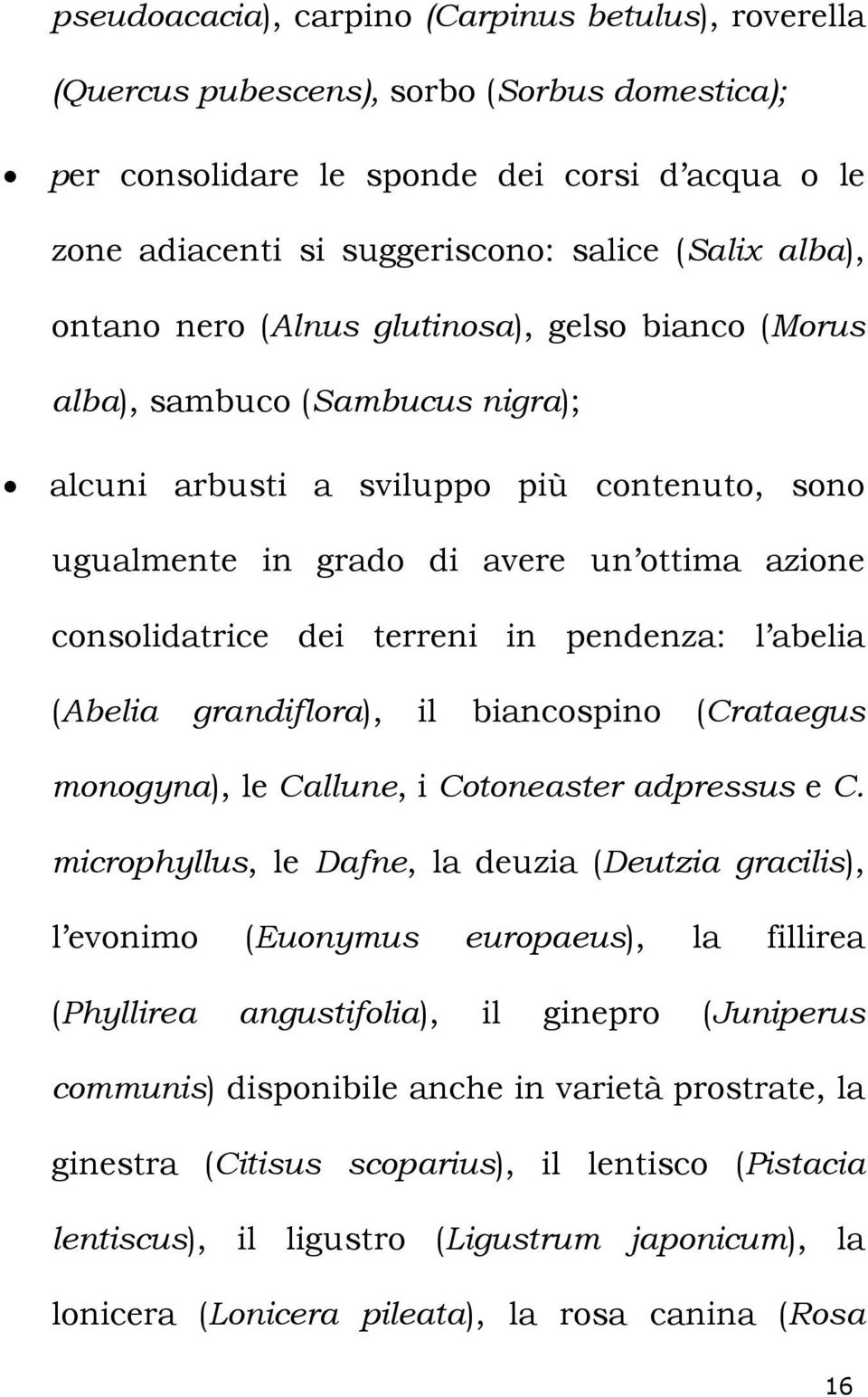 dei terreni in pendenza: l abelia (Abelia grandiflora), il biancospino (Crataegus monogyna), le Callune, i Cotoneaster adpressus e C.