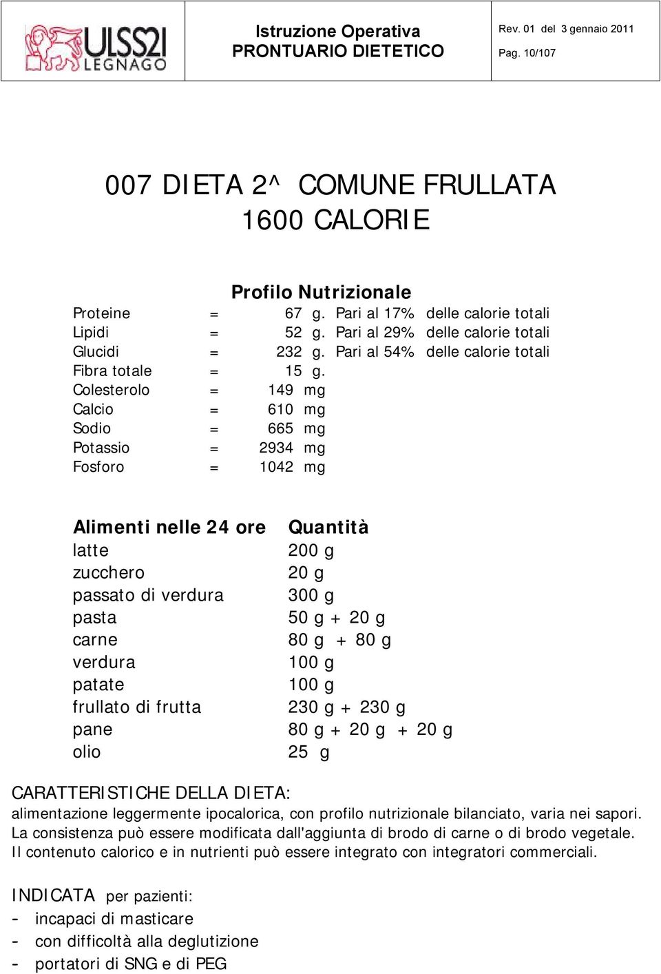 Colesterolo = 149 mg Calcio = 610 mg Sodio = 665 mg Potassio = 2934 mg Fosforo = 1042 mg latte passato di patate frullato di pane 200 g 20 g 300 g 50 g + 20 g 80 g + 80 g 100 g 100 g 230 g + 230 g 80