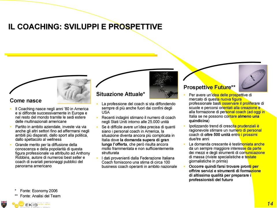 la diffusione della conoscenza e della popolarità di questa figura professionale va attribuito ad Anthony Robbins, autore di numerosi best seller e coach di svariati personaggi pubblici del panorama