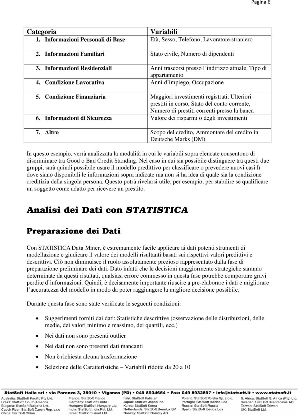 Condizione Finanziaria Maggiori investimenti registrati, Ulteriori prestiti in corso, Stato del conto corrente, Numero di prestiti correnti presso la banca 6.