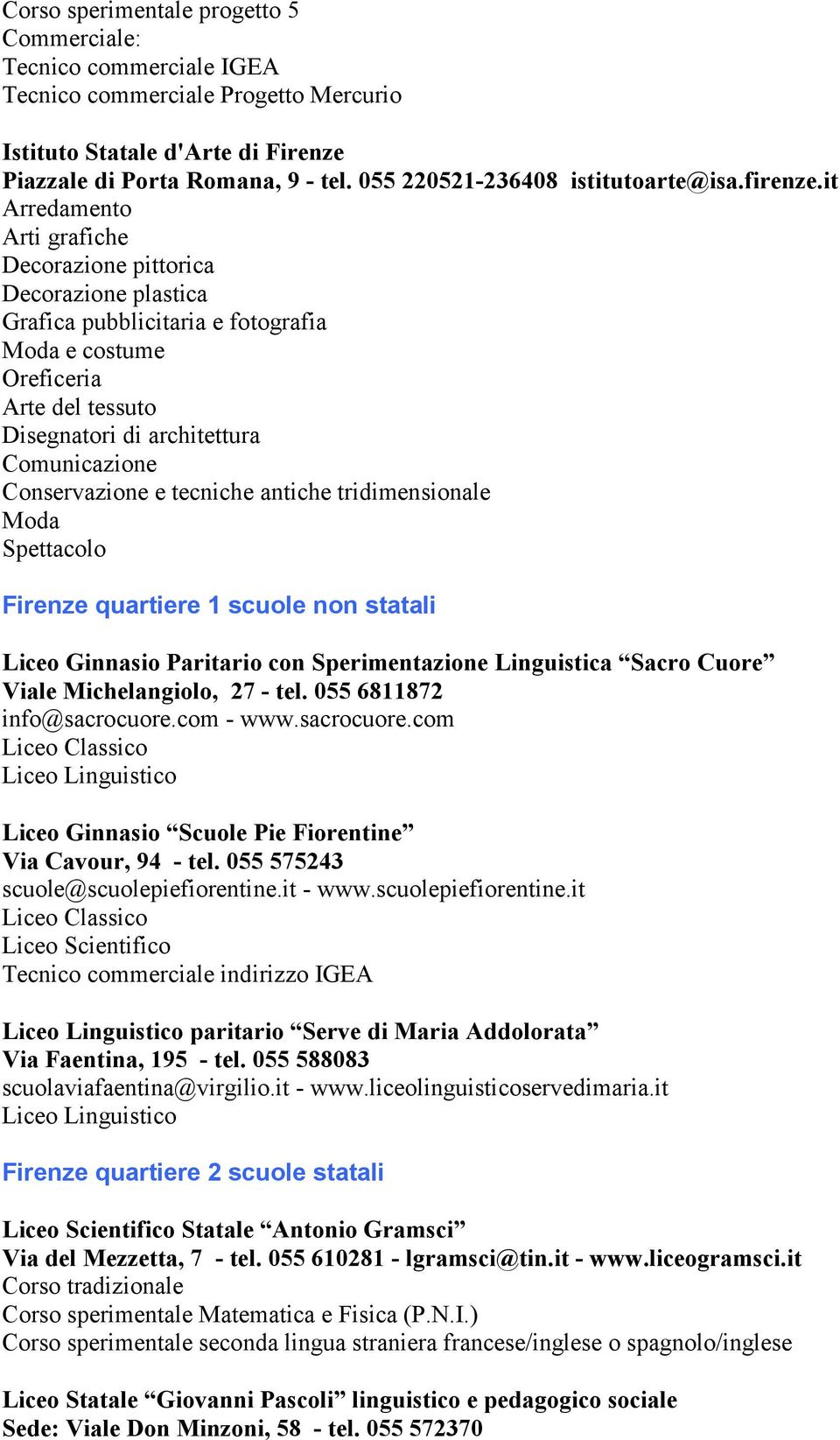 it Arredamento Arti grafiche Decorazione pittorica Decorazione plastica Grafica pubblicitaria e fotografia Moda e costume Oreficeria Arte del tessuto Disegnatori di architettura Comunicazione