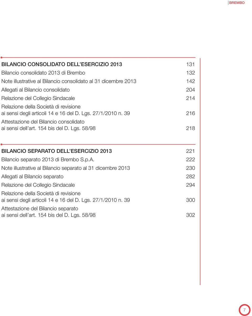 154 bis del D. Lgs. 58/98 218 BILAN