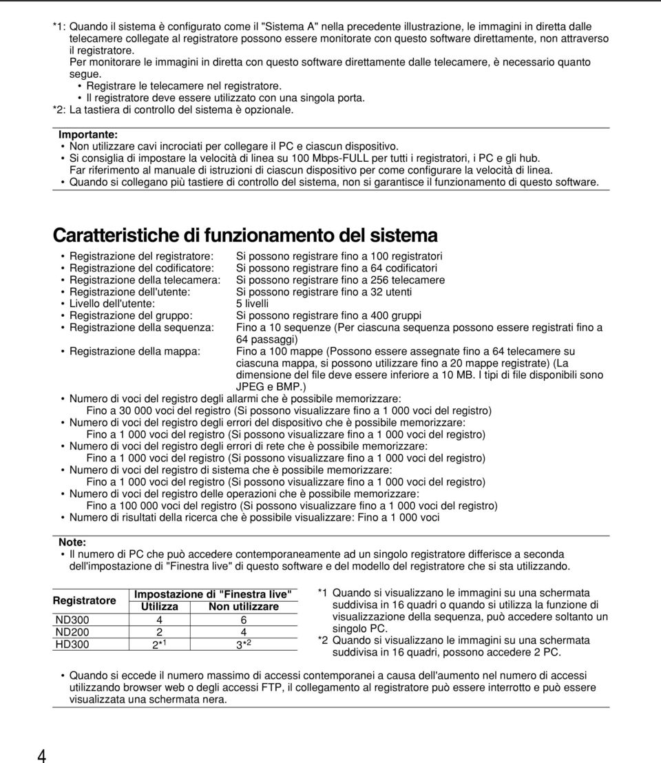 Registrare le telecamere nel registratore. Il registratore deve essere utilizzato con una singola porta. *2: La tastiera di controllo del sistema è opzionale.