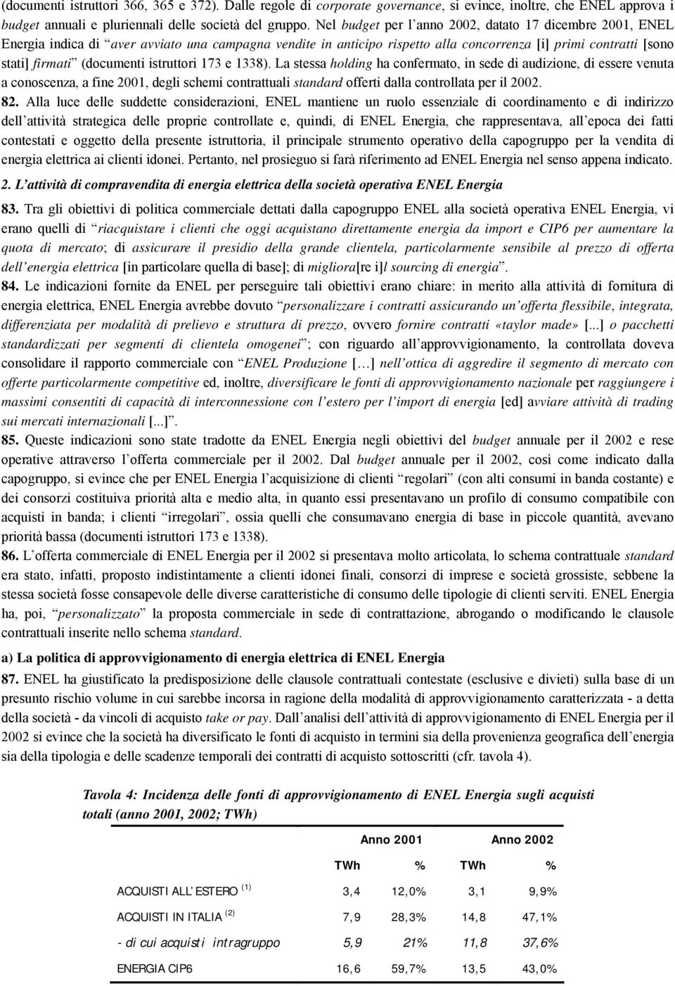 istruttori 173 e 1338). La stessa holding ha confermato, in sede di audizione, di essere venuta a conoscenza, a fine 2001, degli schemi contrattuali standard offerti dalla controllata per il 2002. 82.