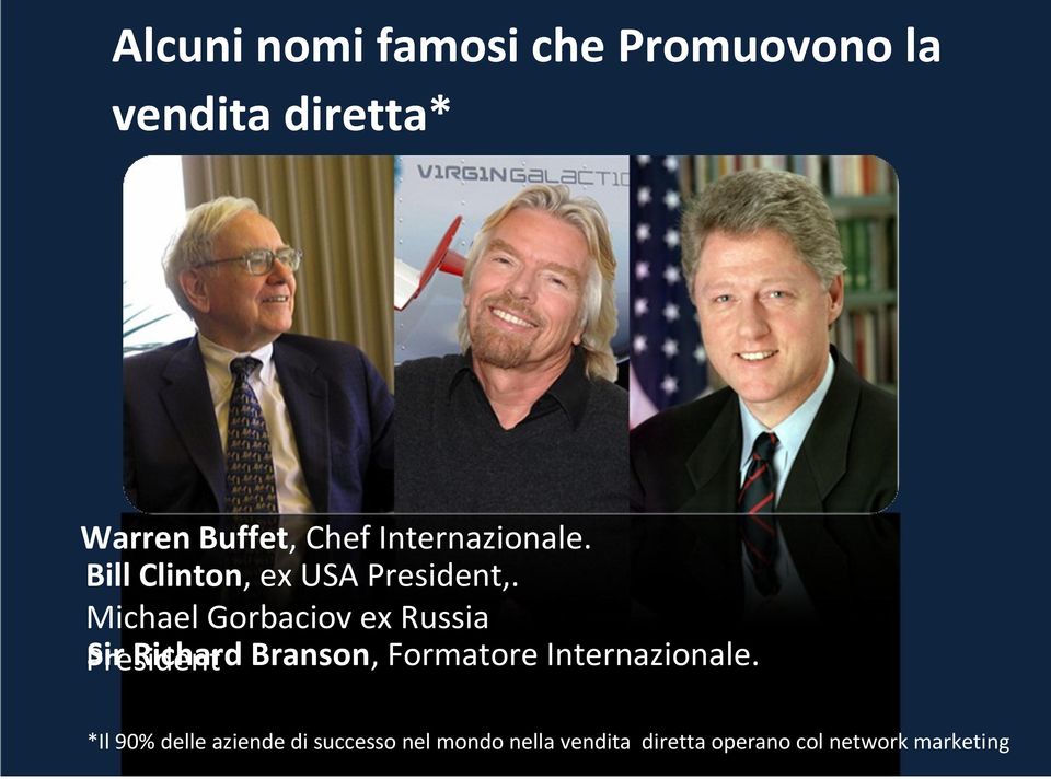 Michael Gorbaciov ex Russia Sir Richard Branson, Formatore Internazionale.