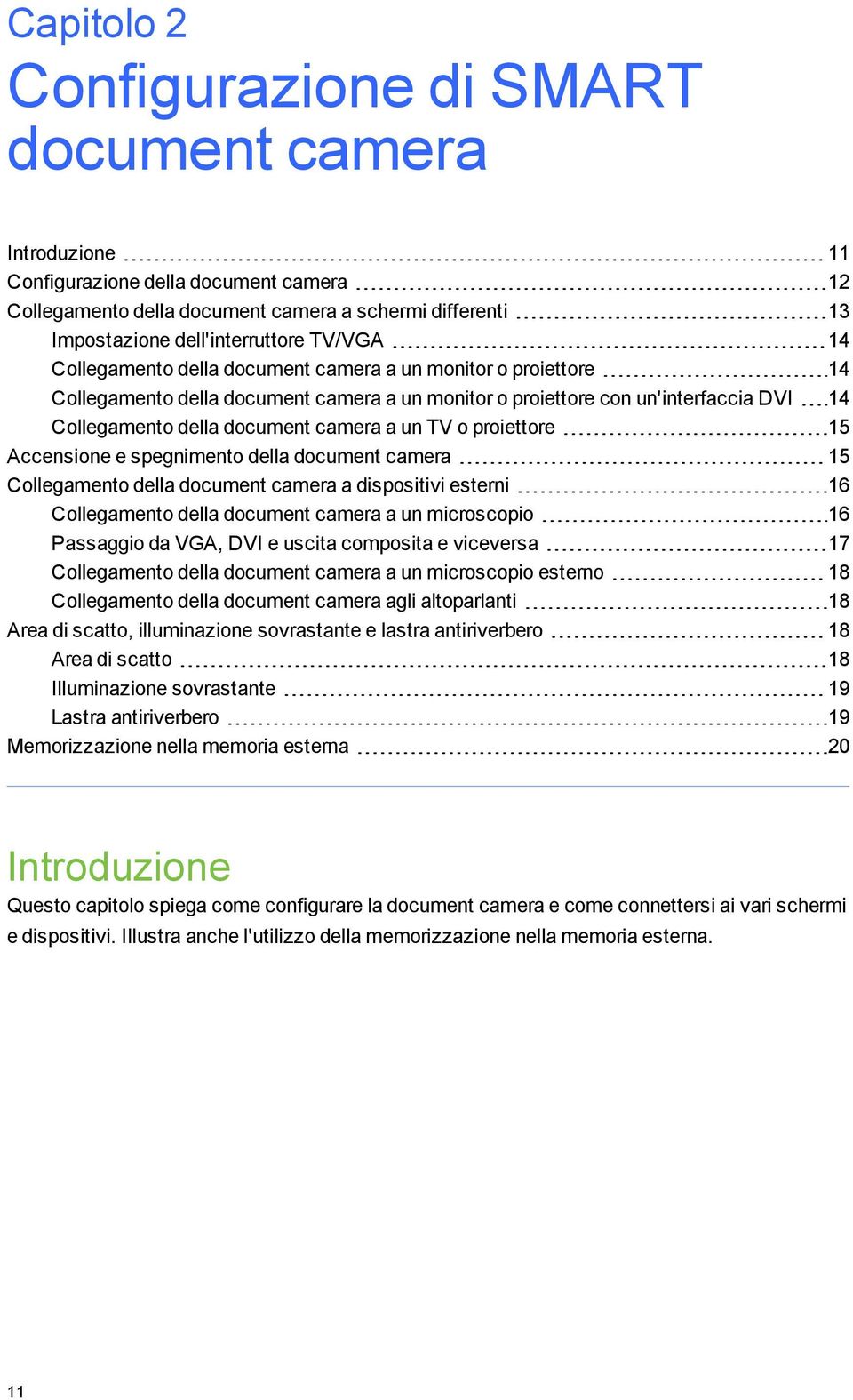 spegniment della dcument camera 15 Cllegament della dcument camera a dispsitivi esterni 16 Cllegament della dcument camera a un micrscpi 16 Passaggi da VGA, DVI e uscita cmpsita e viceversa 17