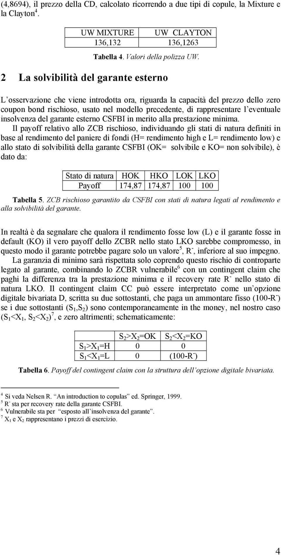 eventuale insolvenza del garante esterno CSFBI in merito alla prestazione minima.