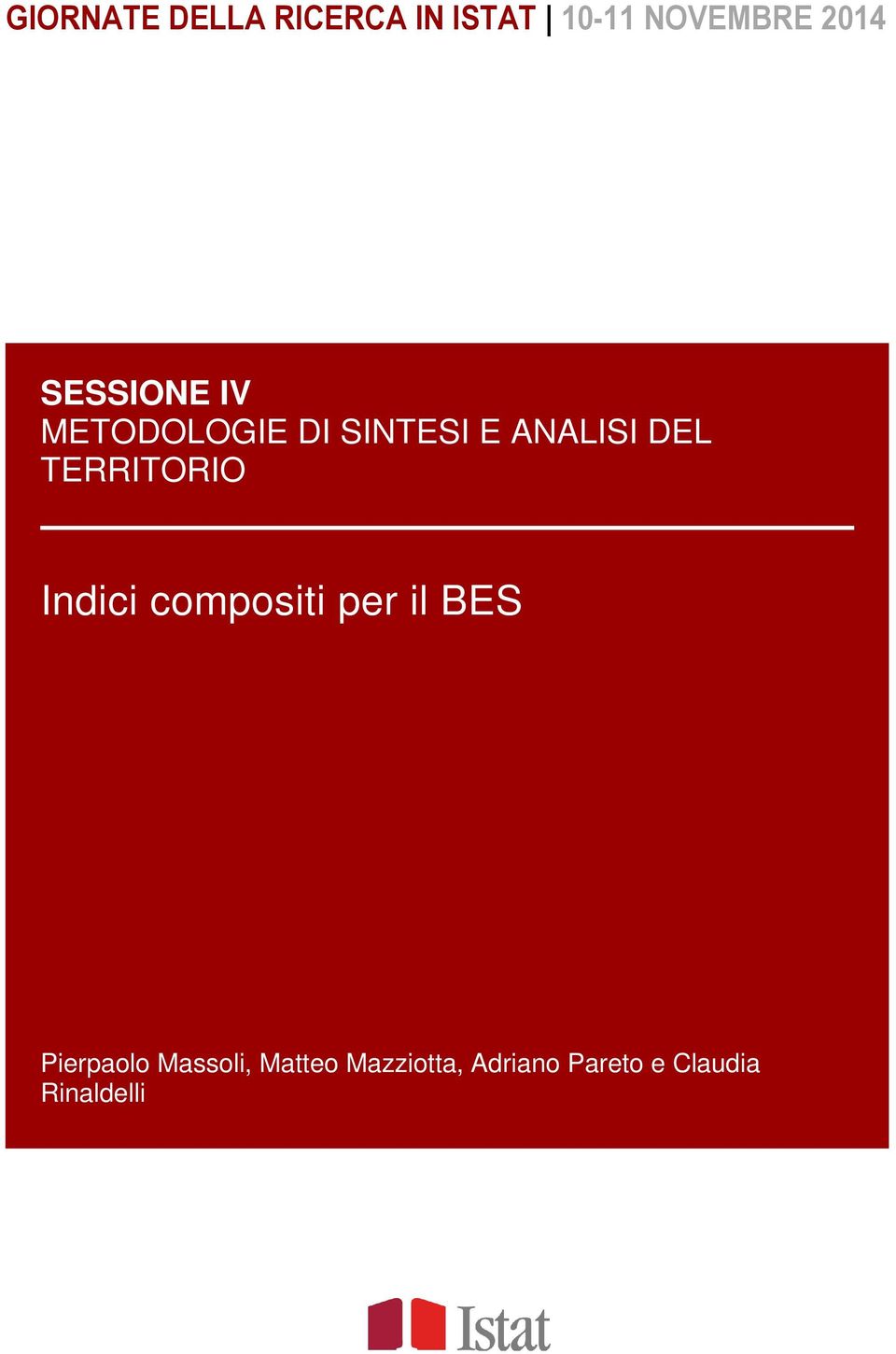 TERRITORIO Indici coposi per il BE Pierpaolo