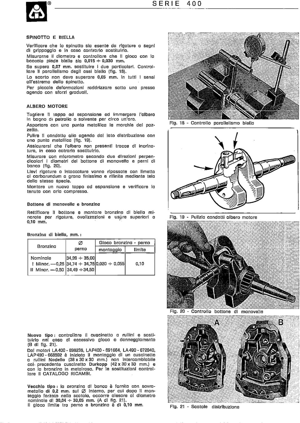 18). Lo scorto non deve superore 0.05 mm. In tutti i sensi oll'estremo dello spinotto. Per piccole deformozioni roddrizzore sotto uno presso ogendo con sforzi groduoll.