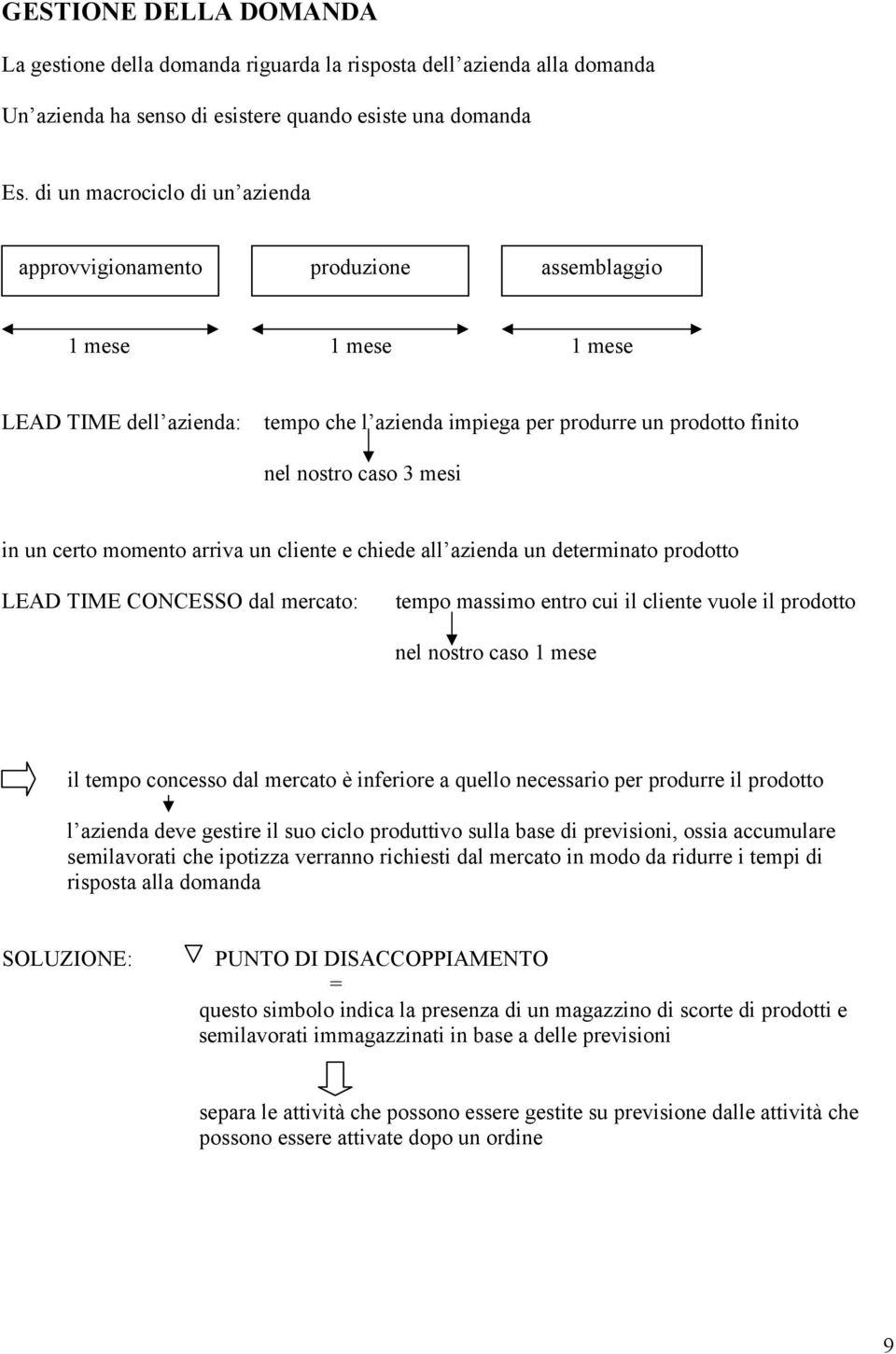 mesi in un certo momento arriva un cliente e chiede all azienda un determinato prodotto LEAD TIME CONCESSO dal mercato: tempo massimo entro cui il cliente vuole il prodotto nel nostro caso 1 mese il