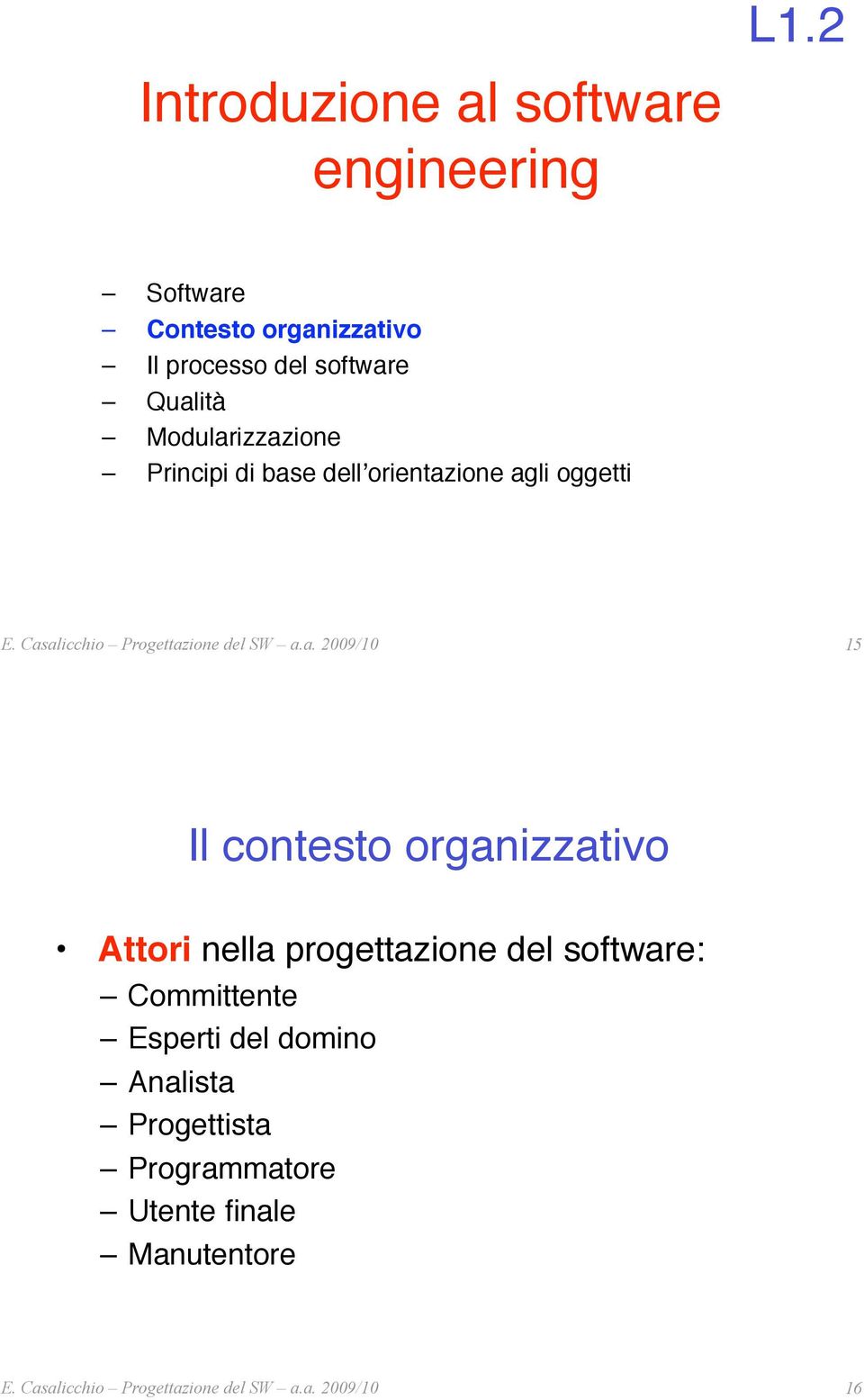 dell$orientazione agli oggetti" 15 Il contesto organizzativo" Attori nella progettazione del