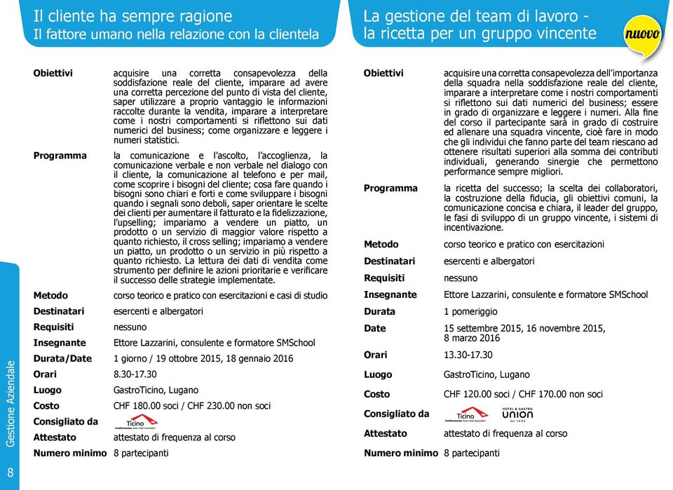 la vendita, imparare a interpretare come i nostri comportamenti si riflettono sui dati numerici del business; come organizzare e leggere i numeri statistici.