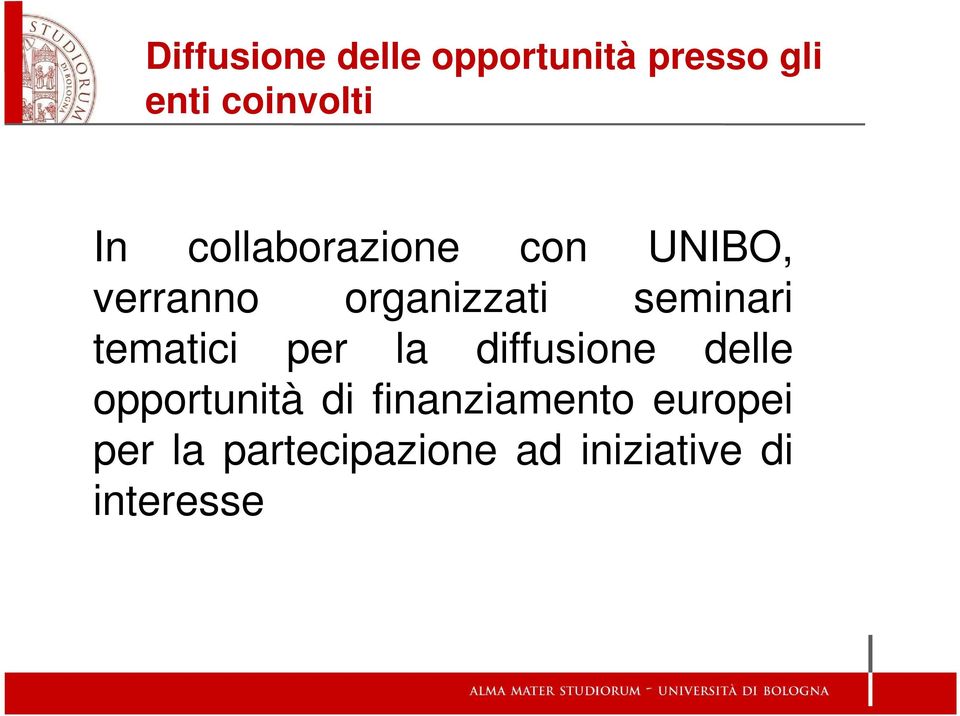 tematici per la diffusione delle opportunità di