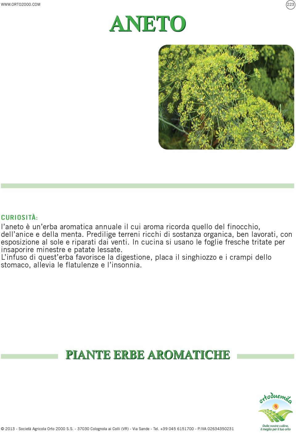 menta. Predilige terreni ricchi di sostanza organica, ben lavorati, con esposizione al sole e riparati dai venti.