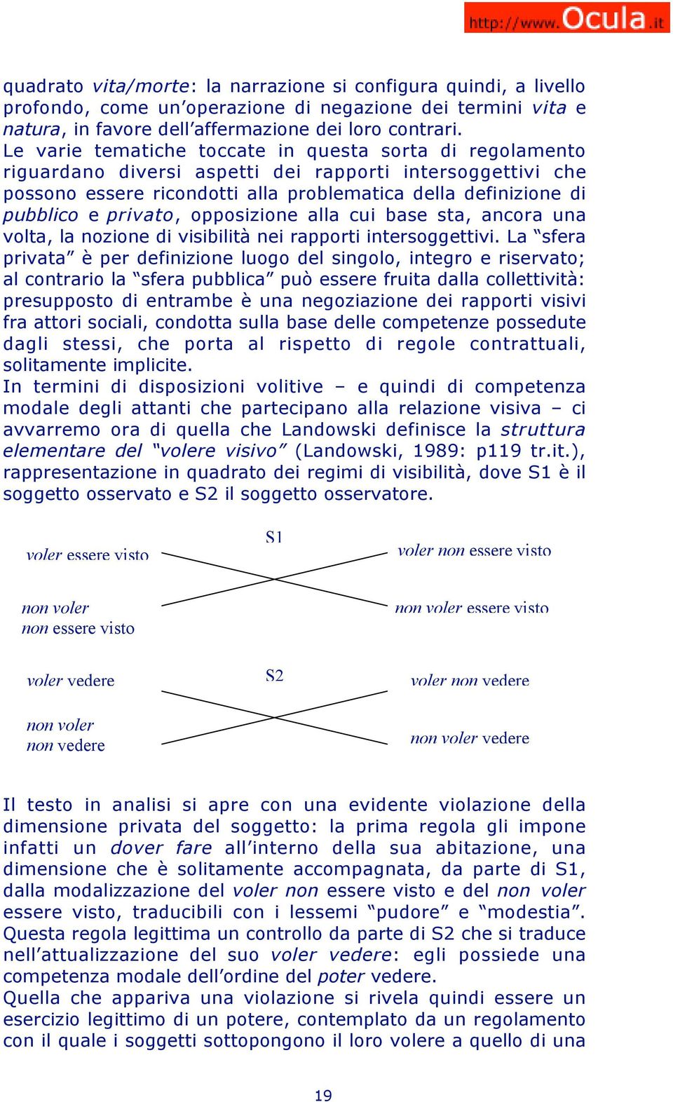 privato, opposizione alla cui base sta, ancora una volta, la nozione di visibilità nei rapporti intersoggettivi.