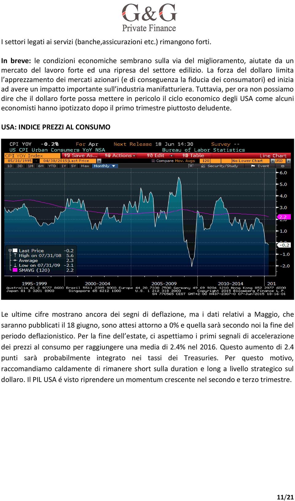 La forza del dollaro limita l apprezzamento dei mercati azionari (e di conseguenza la fiducia dei consumatori) ed inizia ad avere un impatto importante sull industria manifatturiera.