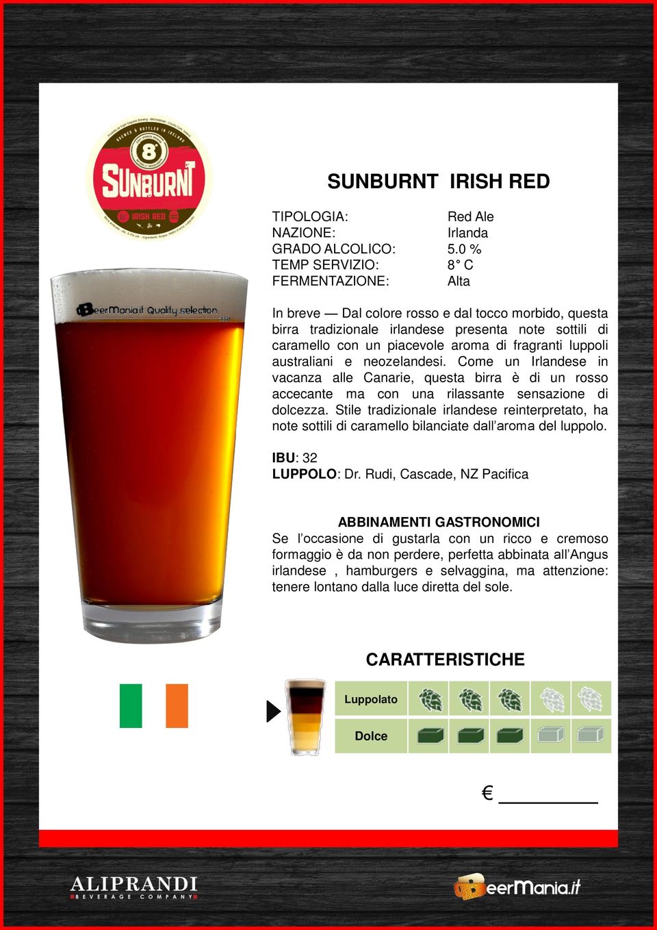 neozelandesi. Come un Irlandese in vacanza alle Canarie, questa birra è di un rosso accecante ma con una rilassante sensazione di dolcezza.