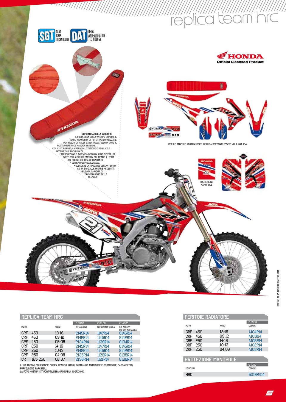 L approvazione è avvenuta dopo un anno di test da parte della miglior Factory del mondo, il Team HRC, che ne dichiara le qualità di: estremo grip sulla sella scegliere la posizione dell antiscivolo