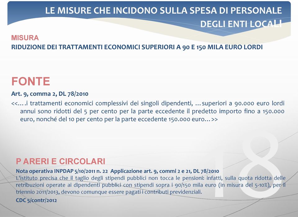000 euro >> Nota operativa INPDAP 5/10/2011 n. 22 Applicazione art.