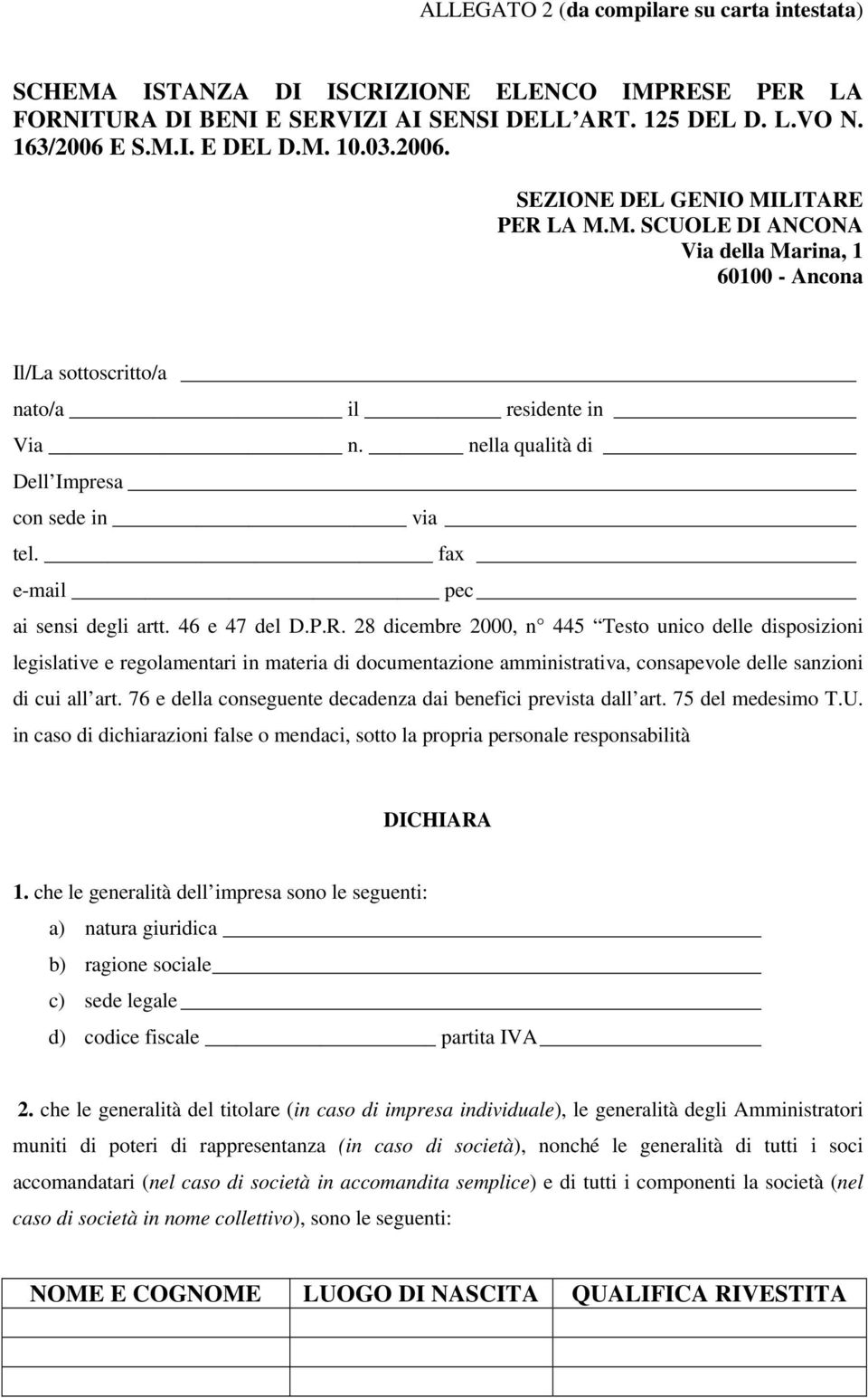 fax e-mail pec ai sensi degli artt. 46 e 47 del D.P.R.