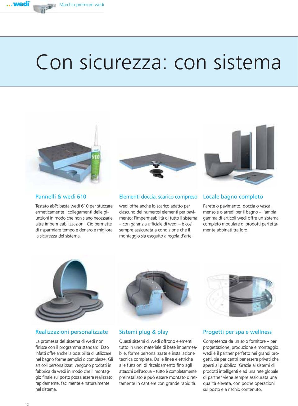 Elementi doccia, scarico compreso wedi offre anche lo scarico adatto per ciascuno dei numerosi elementi per pavimento: l'impermeabilità di tutto il sistema con garanzia ufficiale di wedi è così