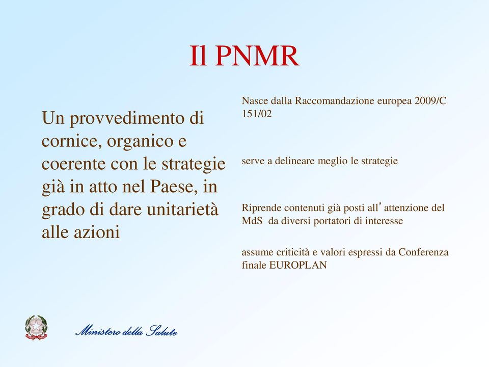 151/02 serve a delineare meglio le strategie Riprende contenuti già posti all attenzione del