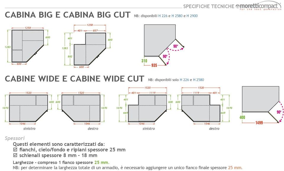 1499 90 schienali spessore 8 mm - 18 mm Larghezze - compreso 1 fianco spessore 25 mm.