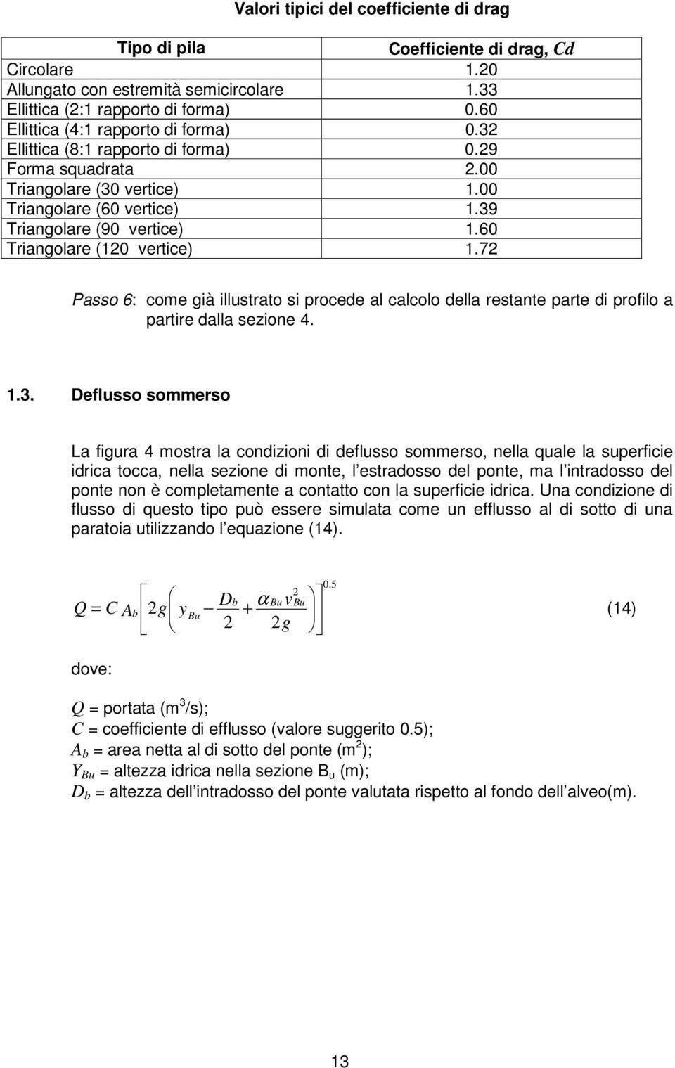 60 Triangolare (10 vertice) 1.7 Passo 6: come già illustrato si procede al calcolo della restante parte di profilo a partire dalla sezione 4. 1.3.