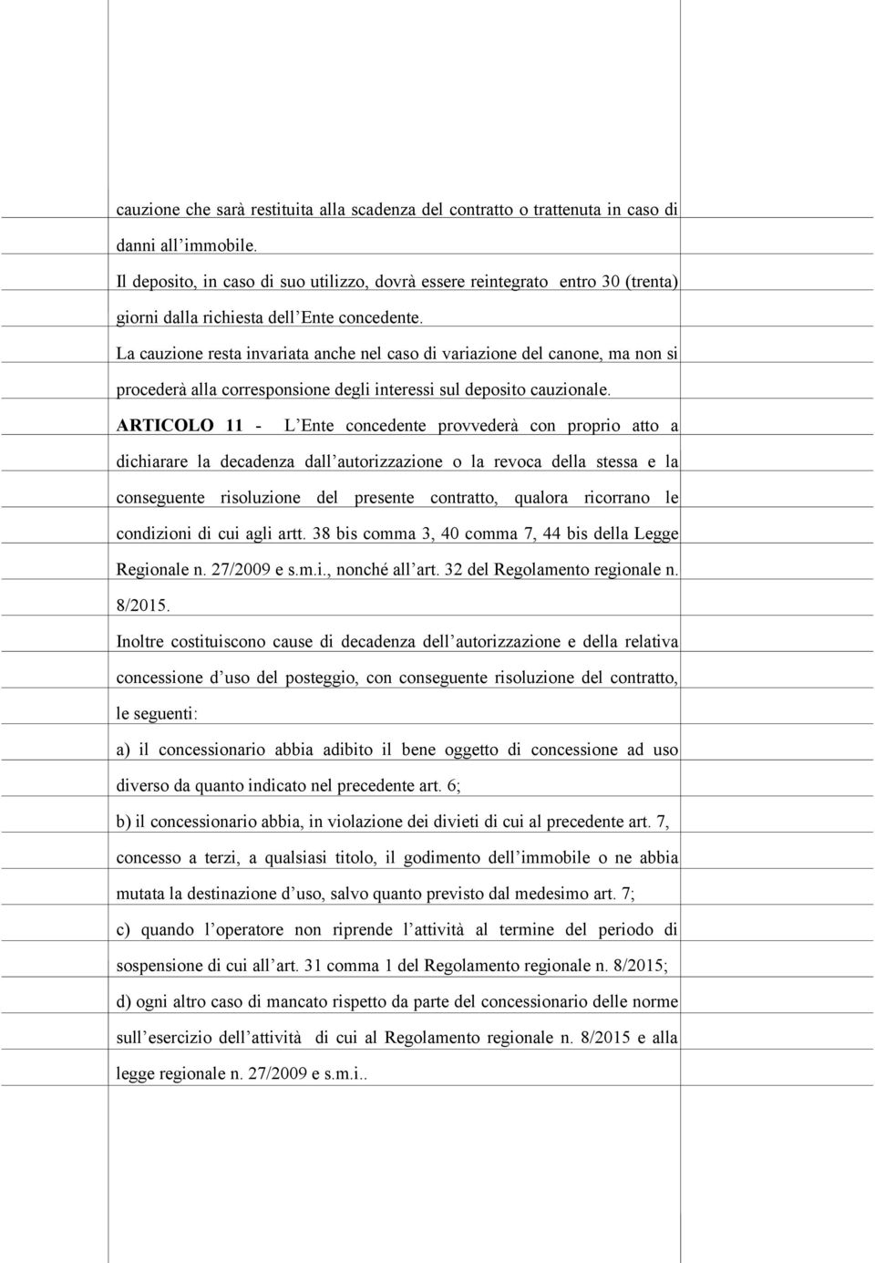 La cauzione resta invariata anche nel caso di variazione del canone, ma non si procederà alla corresponsione degli interessi sul deposito cauzionale.