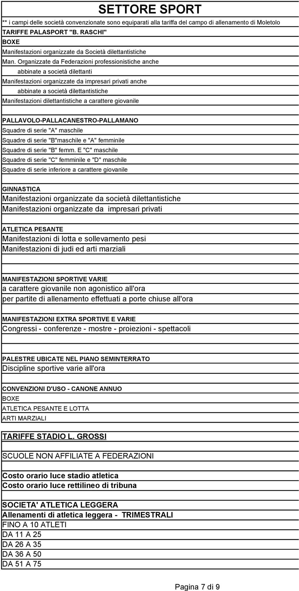 dilettantistiche a carattere giovanile PALLAVOLO-PALLACANESTRO-PALLAMANO Squadre di serie "A" maschile Squadre di serie "B"maschile e "A" femminile Squadre di serie "B" femm.