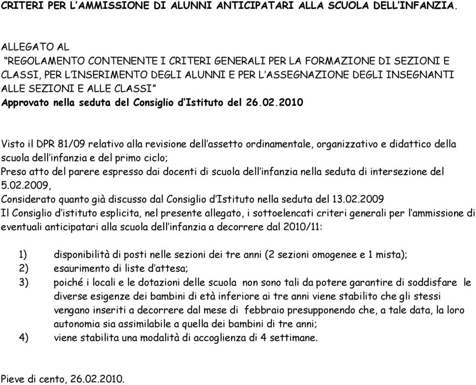 nella seduta del Consiglio d Istituto del 26.02.