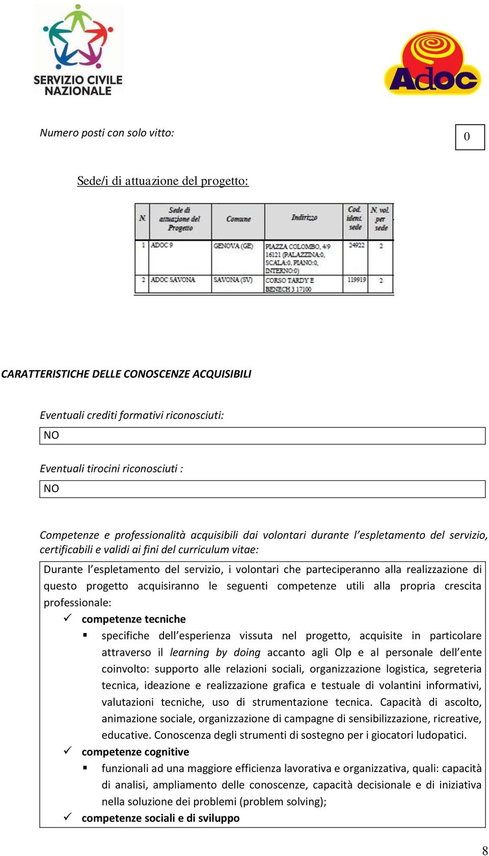 parteciperanno alla realizzazione di questo progetto acquisiranno le seguenti competenze utili alla propria crescita professionale: competenze tecniche specifiche dell esperienza vissuta nel