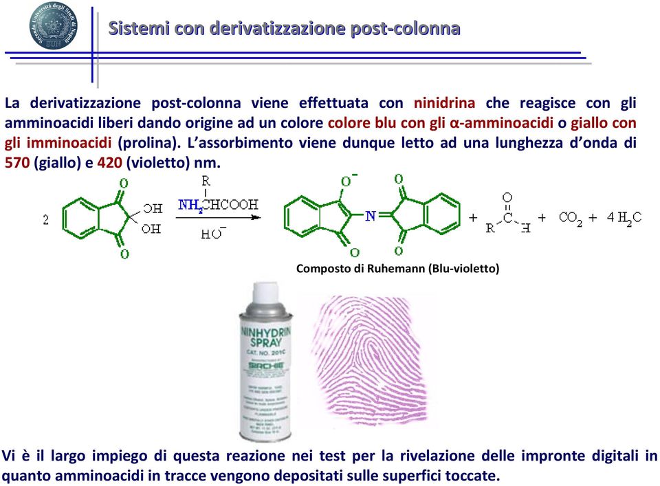 L assorbimento viene dunque letto ad una lunghezza d onda di 570(giallo) e 420(violetto) nm.