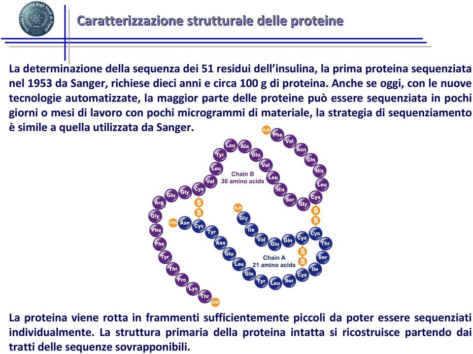 Anche se oggi, con le nuove tecnologie automatizzate, la maggior parte delle proteine può essere sequenziata in pochi giorni o mesi di lavoro con pochi microgrammi di