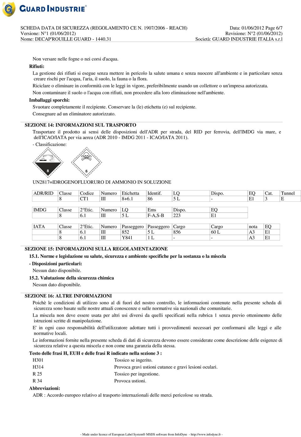 flora. Riciclare o eliminare in conformità con le leggi in vigore, preferibilmente usando un collettore o un'impresa autorizzata.